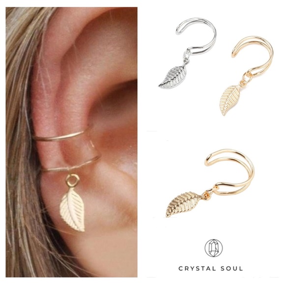 Jewelry - Vintage Leaf Clip On Earrings No Pierced Ear Cuff